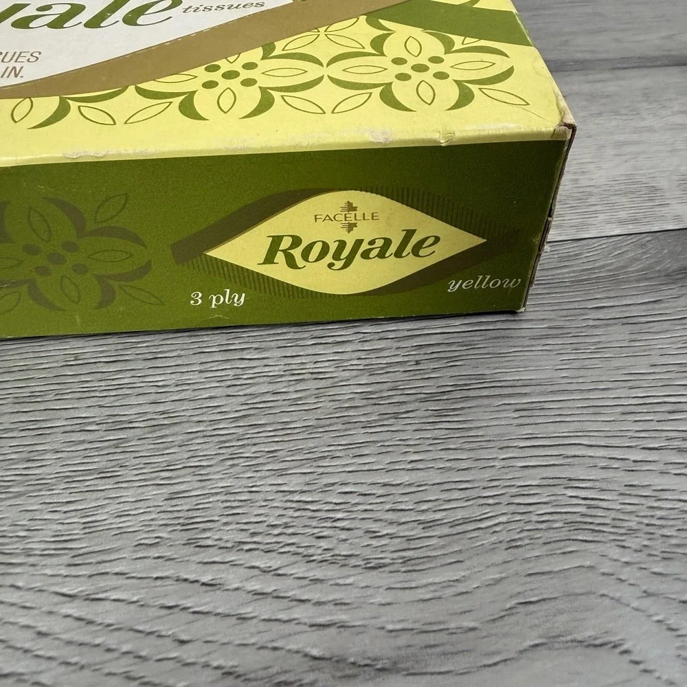 Vintage Facelle Royale Yellow 3 Ply Facial Tissues Box 70 Count 1969 Canada